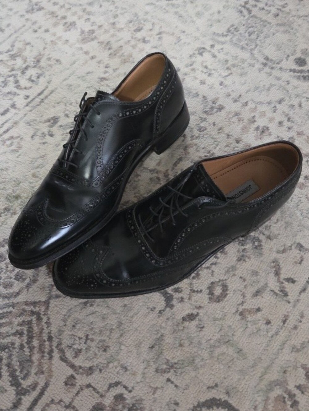 Johnston & Murphy J. Murphy Men's Black Leather Wingtip Oxford Size 10.5